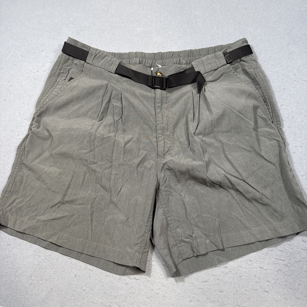 North Face Shorts Mens XL GREEN BELTED Chino Nylon Hiking Outdoor Zip Pocket